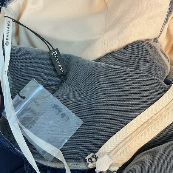 Faviana 8000 Rhinestones Lace Appliqued Long Mesh Deep V-Neck Dress Women 6 NWT - Picture 12 of 14